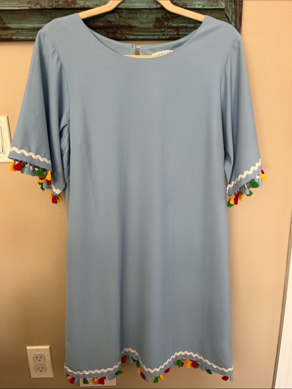 Love Riche Light Blue Midi Dress with Colorful Tassel Trim